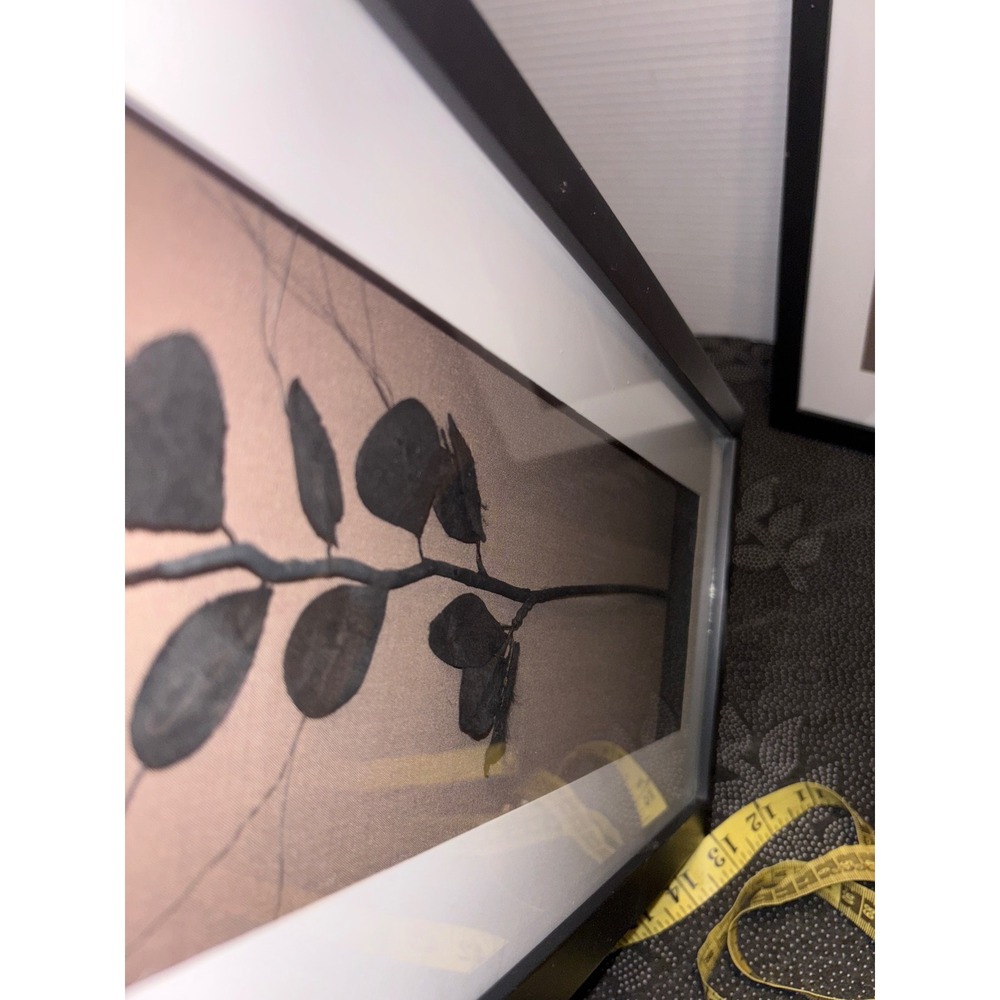 Set of 2 Botanical 3D Leaf Framed Wall Art Black White Minimalist Modern 15x7 - Picture 7 of 8